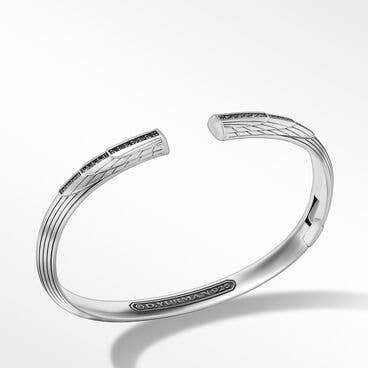 Empire Cuff Bracelet in Sterling Silver with Pavé Black Diamonds