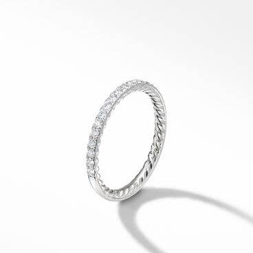 DY Eden Partway Band Ring in Platinum with Pavé Diamonds