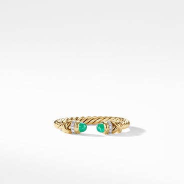Petite Helena Ring in 18K Yellow Gold with Emeralds and Pavé Diamonds