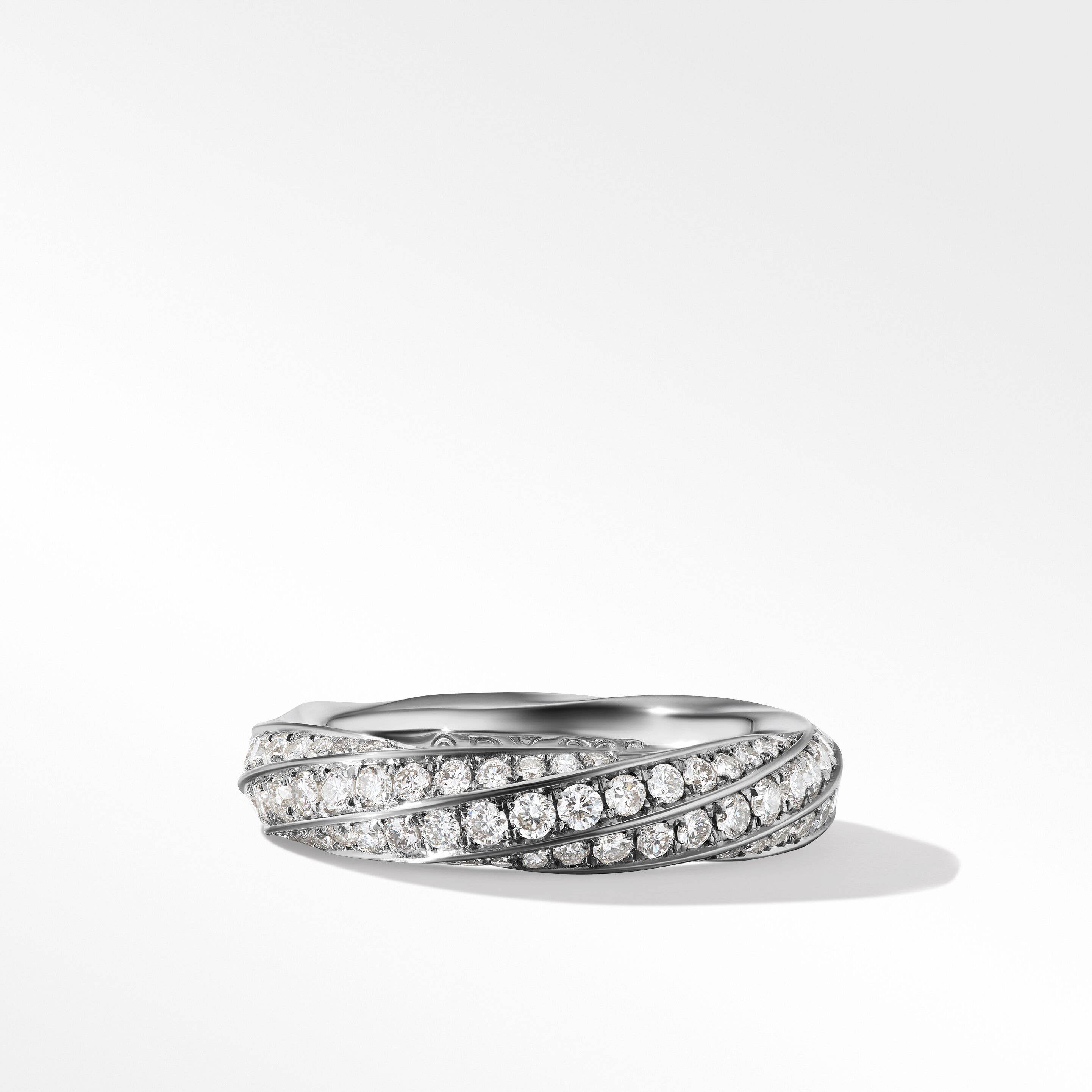 Cable Edge Band Ring in Recycled Sterling Silver with Diamonds, 5mm