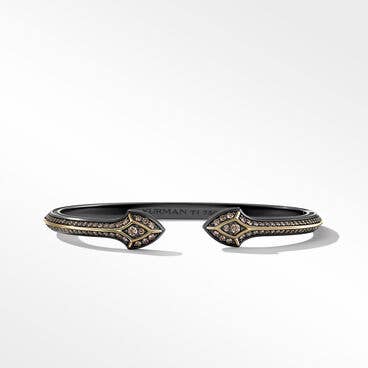Armory® Gothic Cuff Bracelet in Black Titanium with 18K Yellow Gold and Pavé Cognac Diamonds