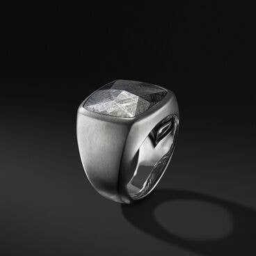 Meteorite Signet Ring in Sterling Silver