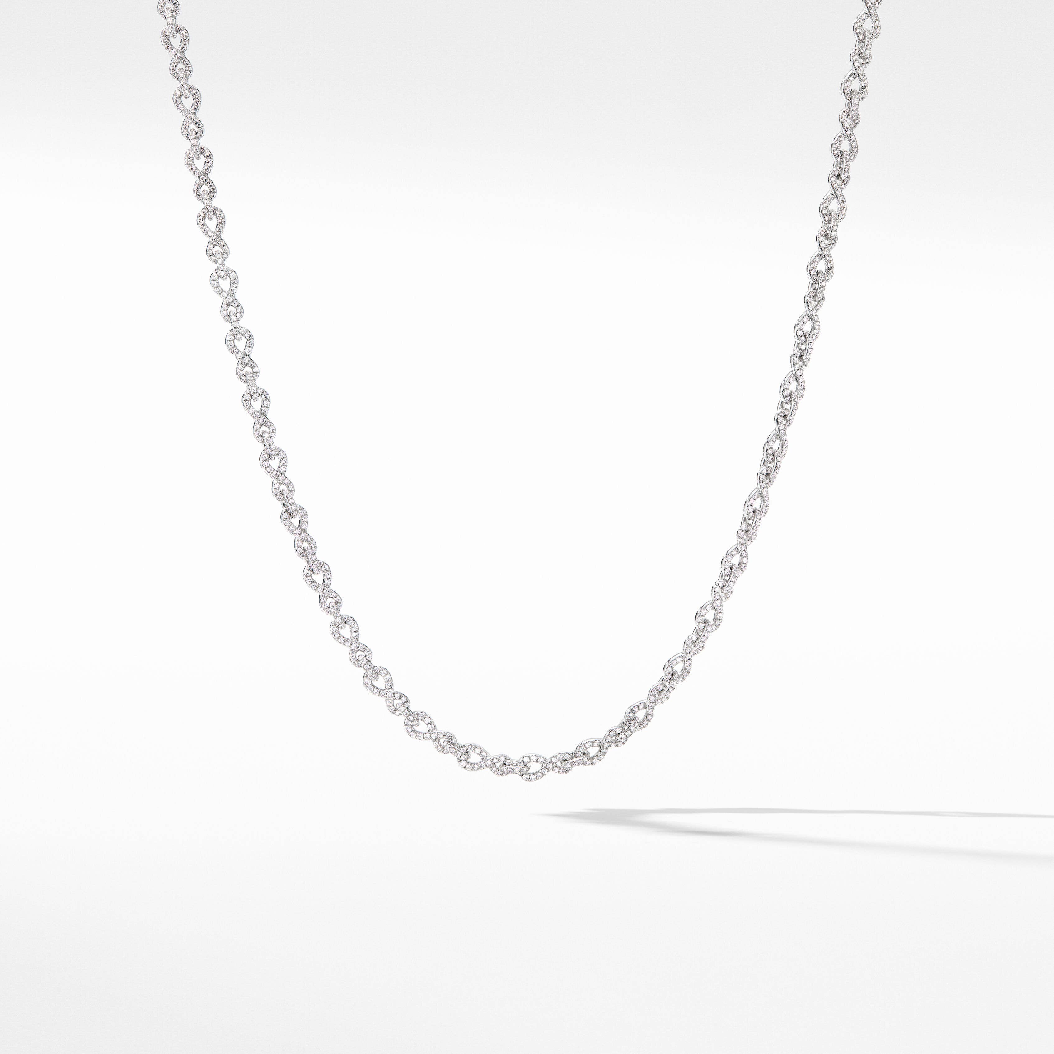 Pavé Infinity Twist Chain Necklace in White Gold with Diamonds
