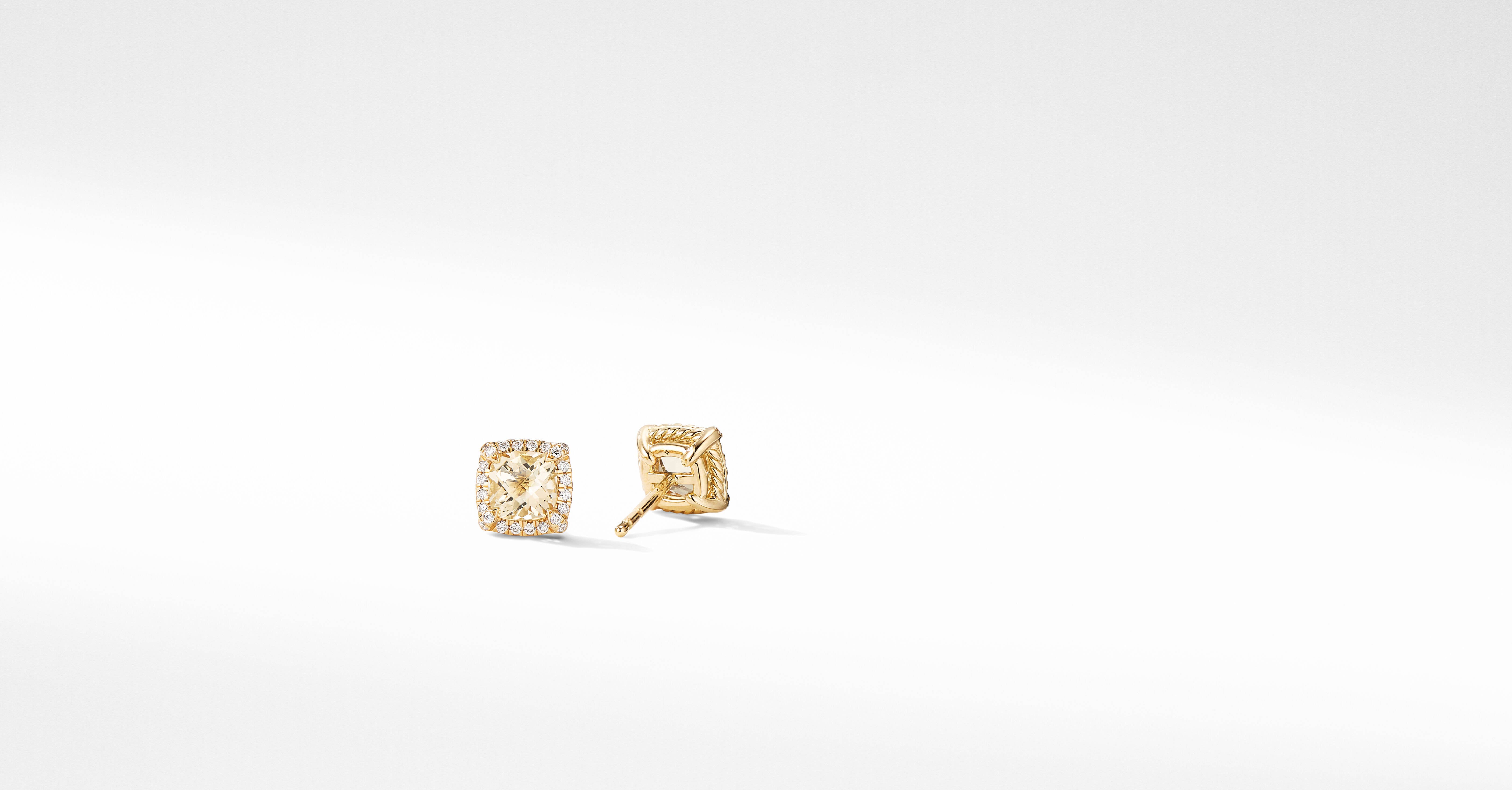 Petite Chatelaine® Pavé Bezel Stud Earrings in 18K Yellow Gold 
