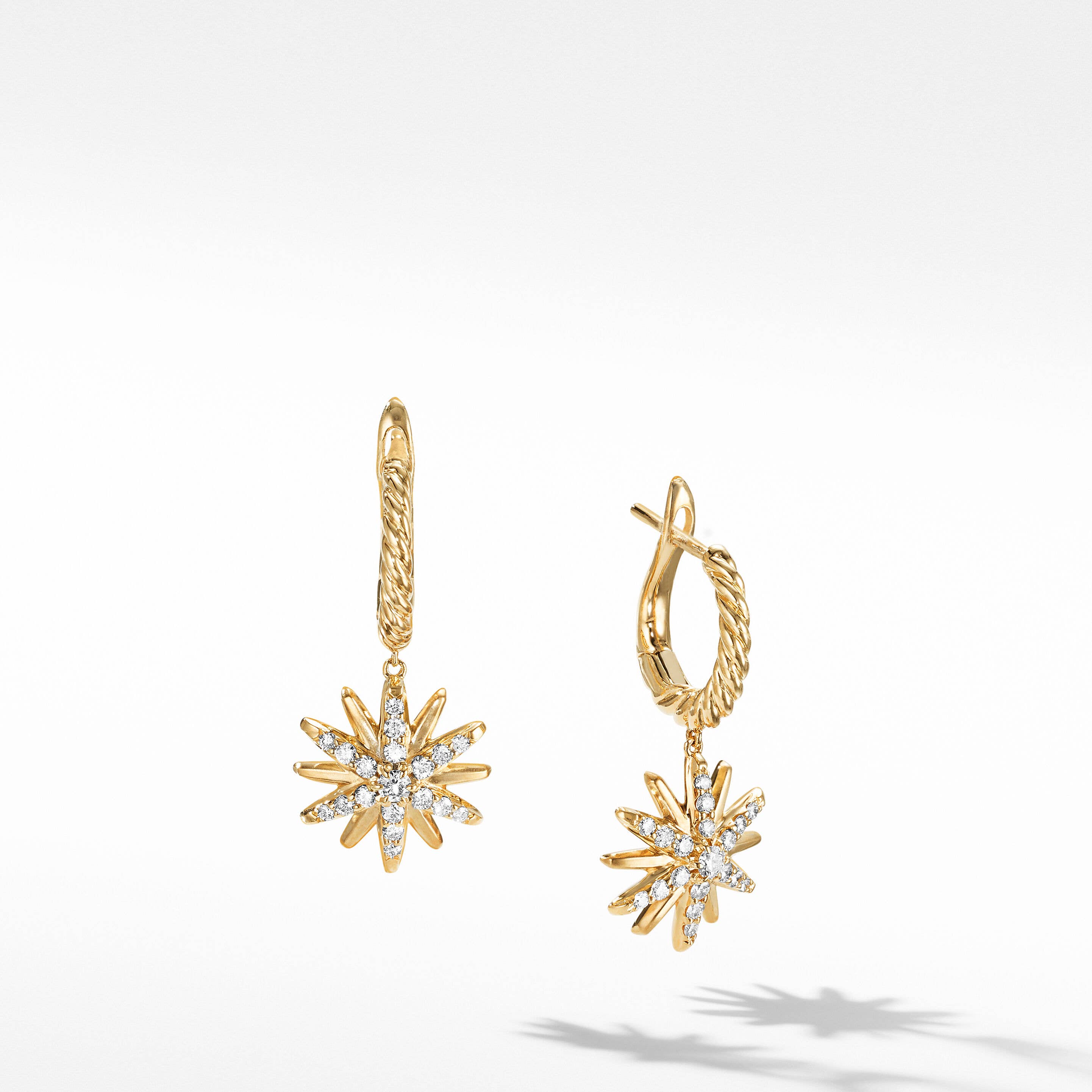 Starburst Drop Earrings in 18ct Yellow Gold with Pavé Diamonds