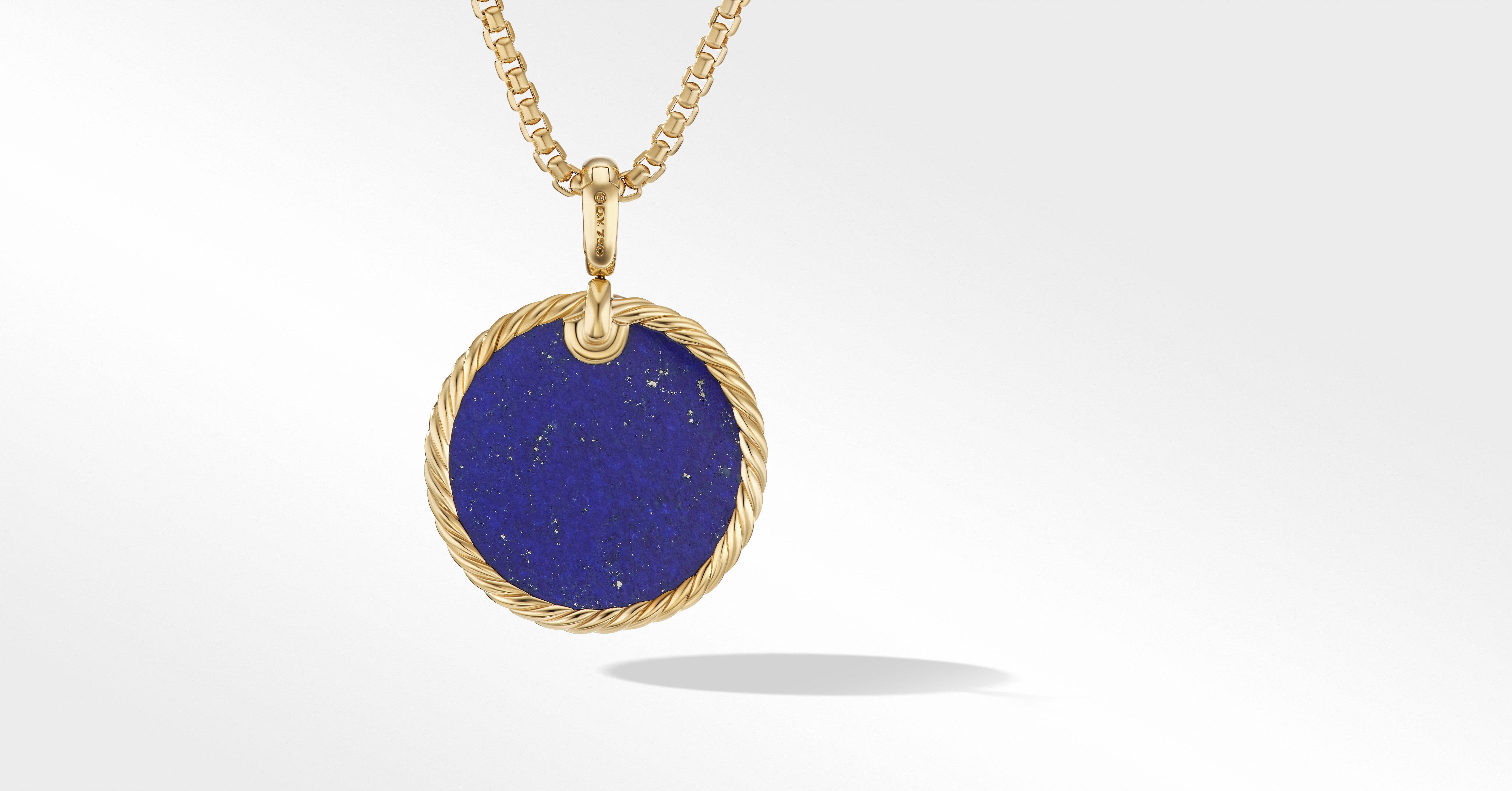 DY Elements® Disc Pendant in 18K Yellow Gold with Lapis