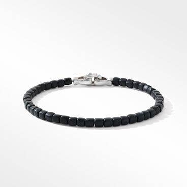 Spiritual Beads Cushion Bracelet in Sterling Silver with Black Onyx