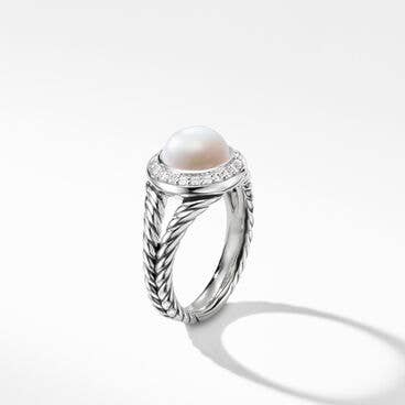 Albion® Pearl Ring in Sterling Silver with Pavé Diamonds