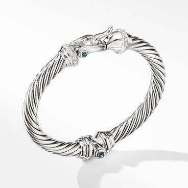 Buckle Bracelet with Pavé Diamonds and Hampton Blue Topaz