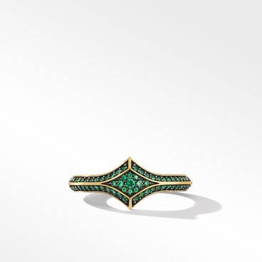 Armory® Stack Ring in 18K Yellow Gold with Pavé Emeralds