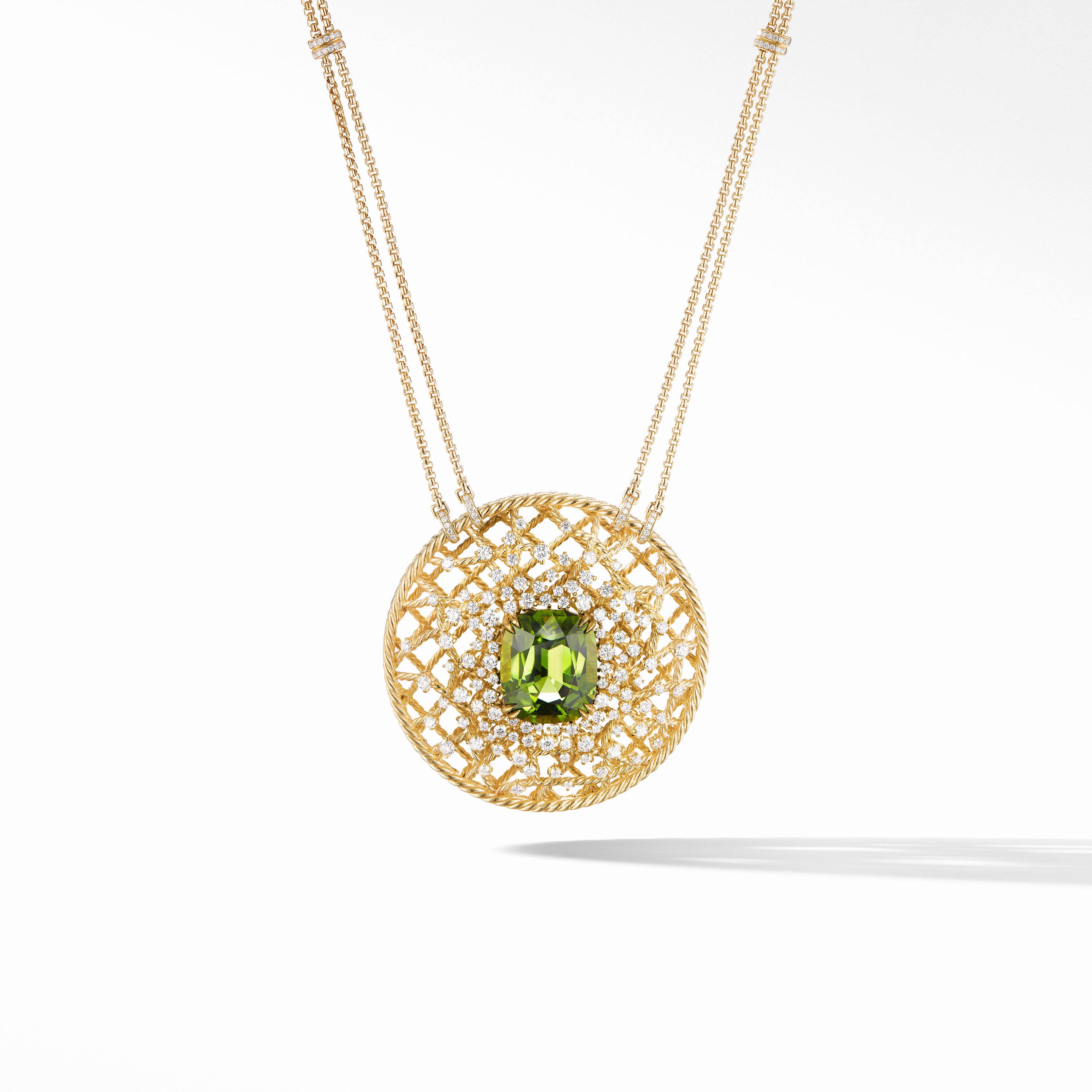 DY Lumina Pendant Necklace in 18K Yellow Gold with Peridot and Pavé Diamonds