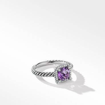 Petite Chatelaine® Pavé Bezel Ring with Amethyst and Diamonds
