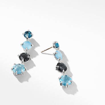 Chatelaine® Drop Earrings in Sterling Silver with Hampton Blue Topaz, Blue Topaz, Milky Aquamarine and Grey Orchid