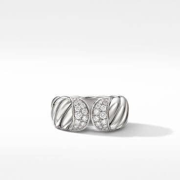 Sculpted Cable Ring with Diamonds, 10mm