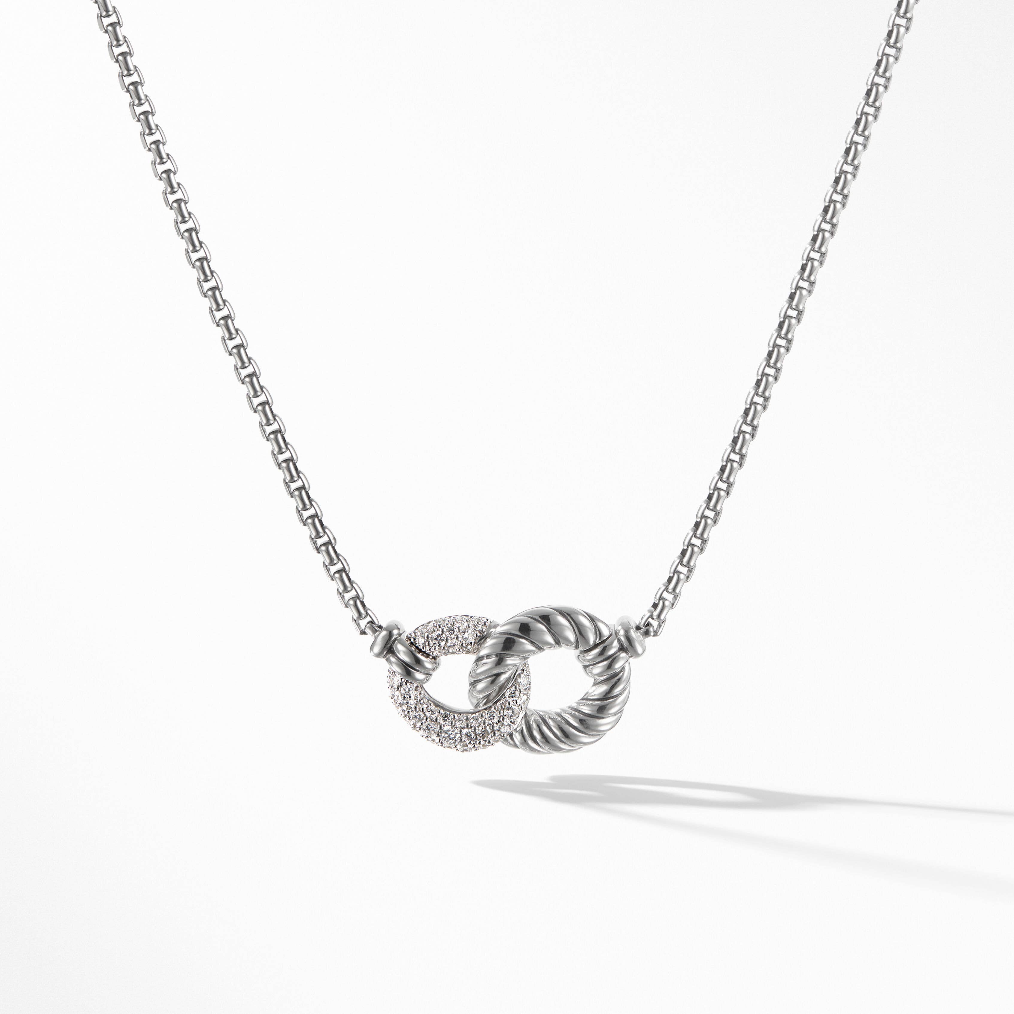 Belmont® Curb Link Necklace in Sterling Silver with Pavé Diamonds