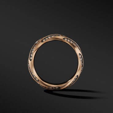 Cable Edge™ Band Ring in Recycled 18K Rose Gold with Pavé Cognac Diamonds