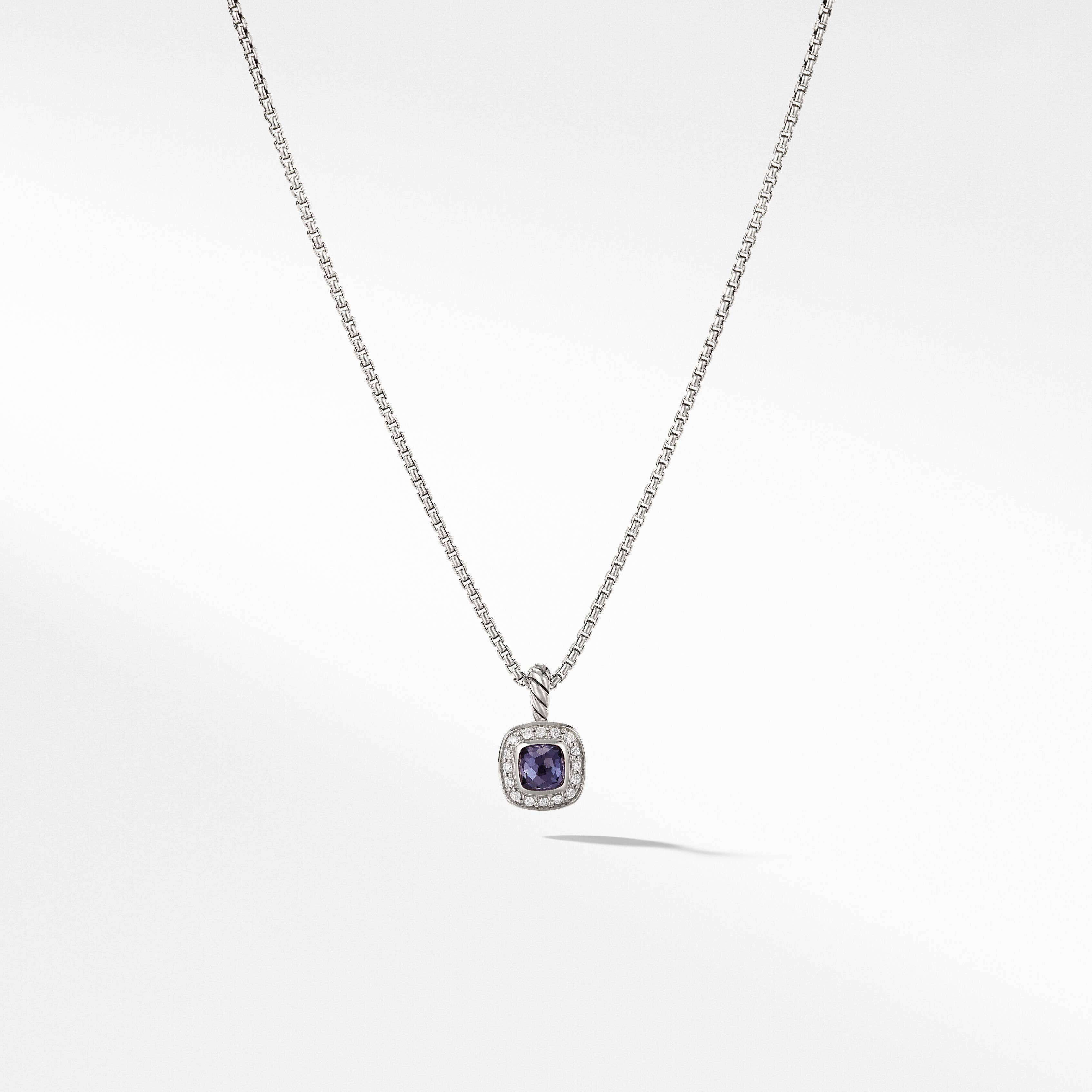 Albion® Kids Pendant Necklace in Sterling Silver with Black Orchid and Pavé Diamonds