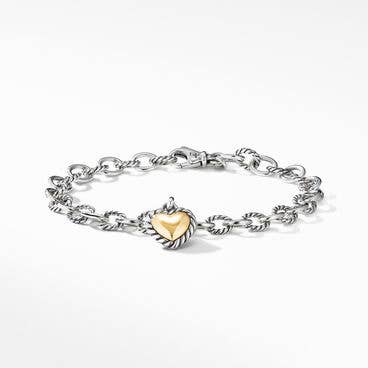 Cable Collectibles® Cookie Classic Heart Bracelet in Sterling Silver with 18K Yellow Gold