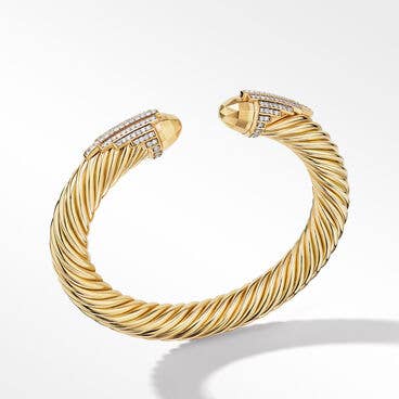 Empire Cable Bracelet in 18K Yellow Gold with Pavé Diamonds