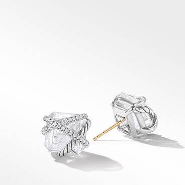 Crossover Wrap Stud Earrings with Crystal and Pavé Diamonds