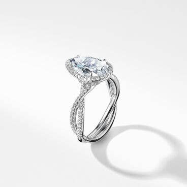 DY Infinity Full Pavé Halo Engagement Ring in Platinum, Pear