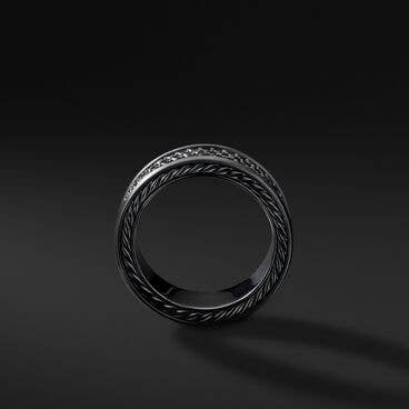 Streamline® Three Row Band Ring in Black Titanium with Pavé Black Diamonds