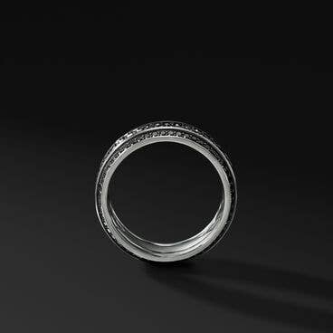 Streamline® Beveled Band Ring in Sterling Silver with Pavé Black Diamonds