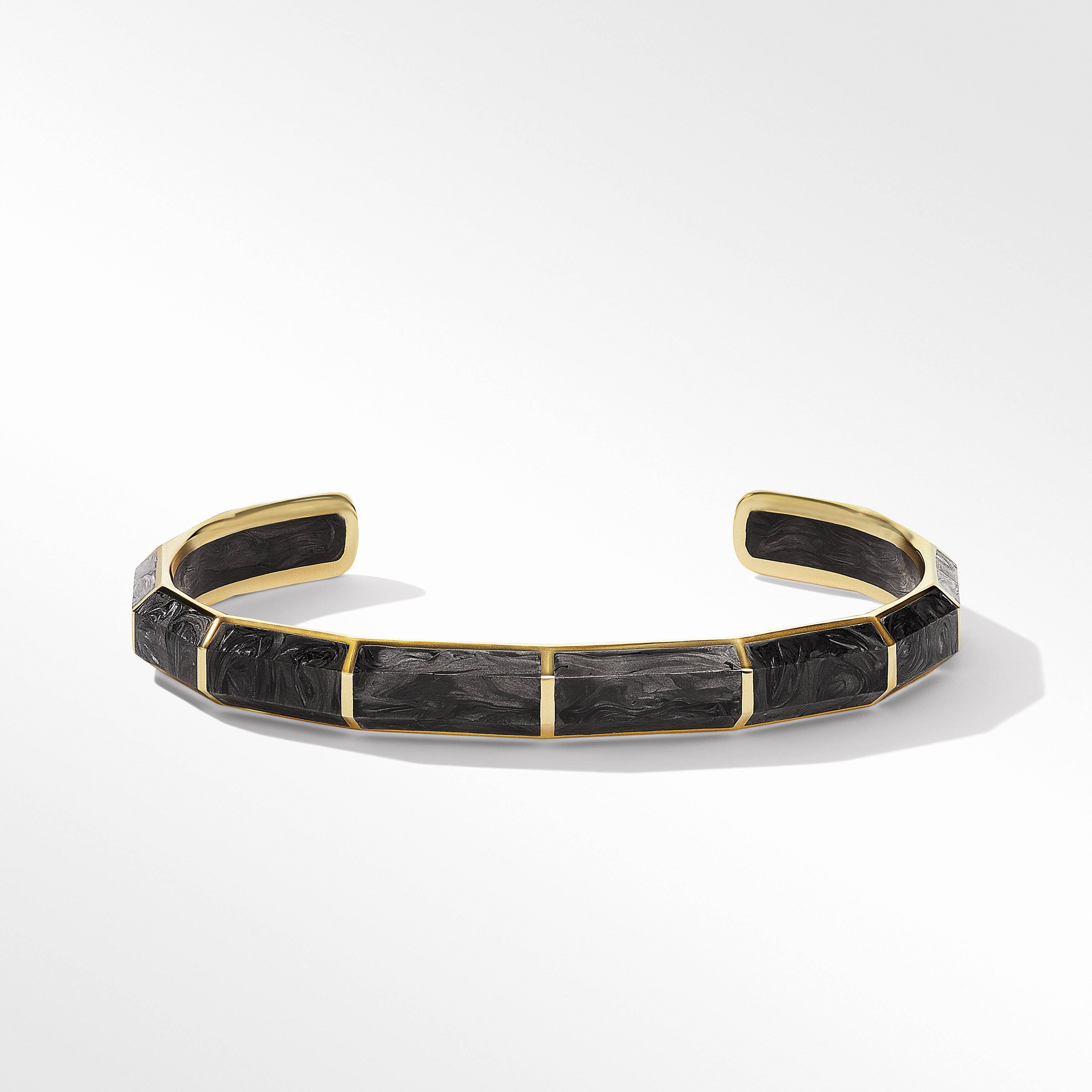 Forged Carbon Faceted Cuff Bracelet with 18K Yellow Gold