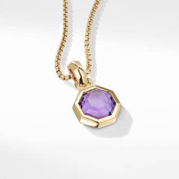 Octagon Cut Amulet in 18K Yellow Gold with Amethyst