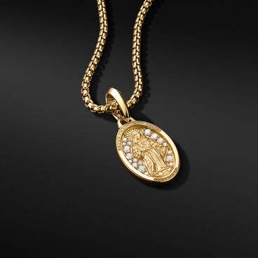 St. Francis Amulet in 18K Yellow Gold with Pavé Diamonds