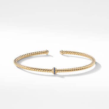 Cablespira® Station Bracelet in 18K Yellow Gold with Pavé Blue Sapphires