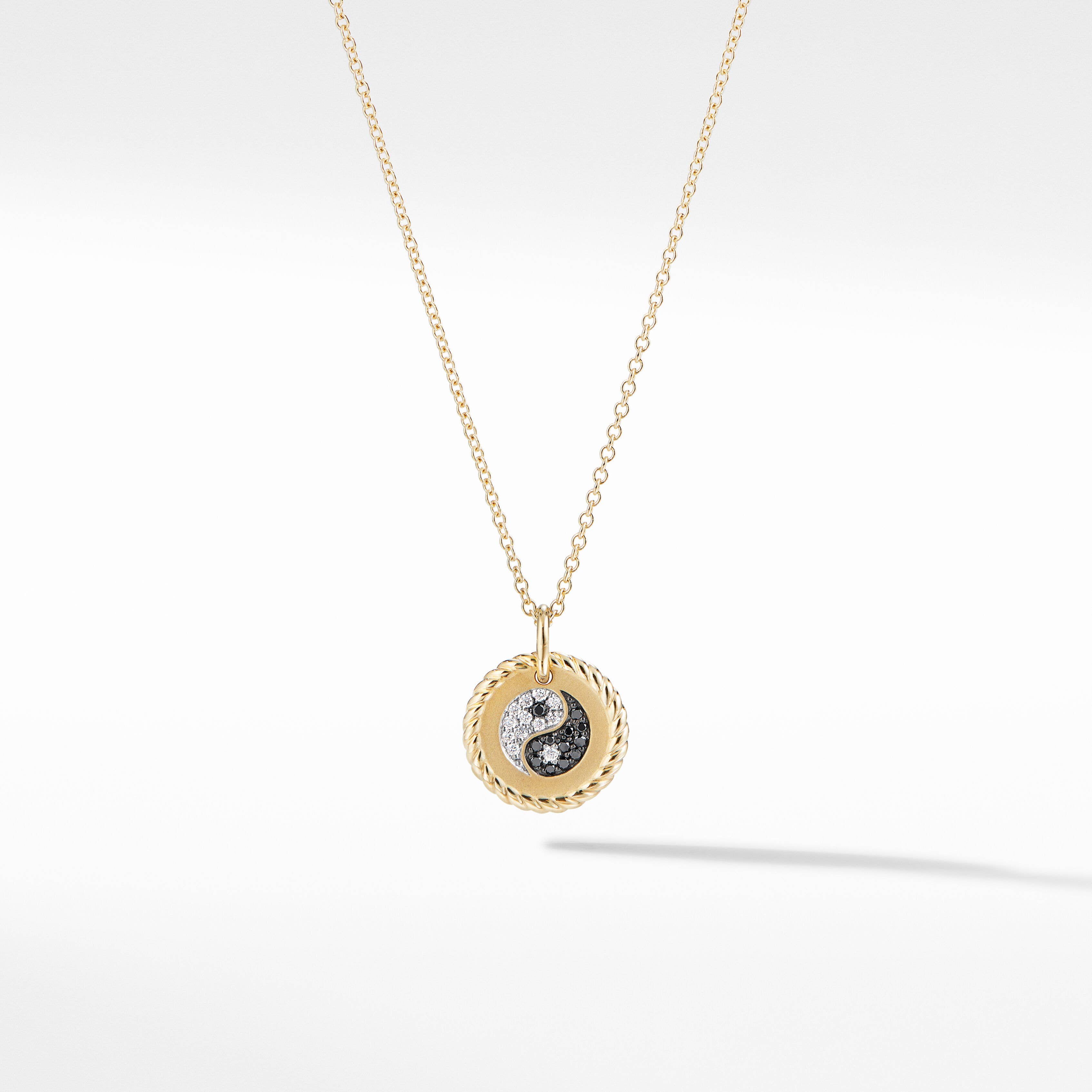 Cable Collectibles® Yin Yang Pendant Necklace in 18K Yellow Gold with Pavé Diamonds