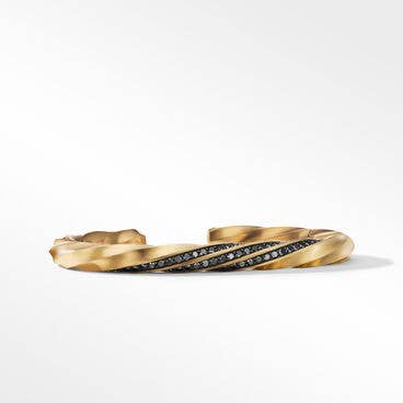 Cable Edge® Cuff Bracelet in 18K Yellow Gold with Pavé Black Diamonds