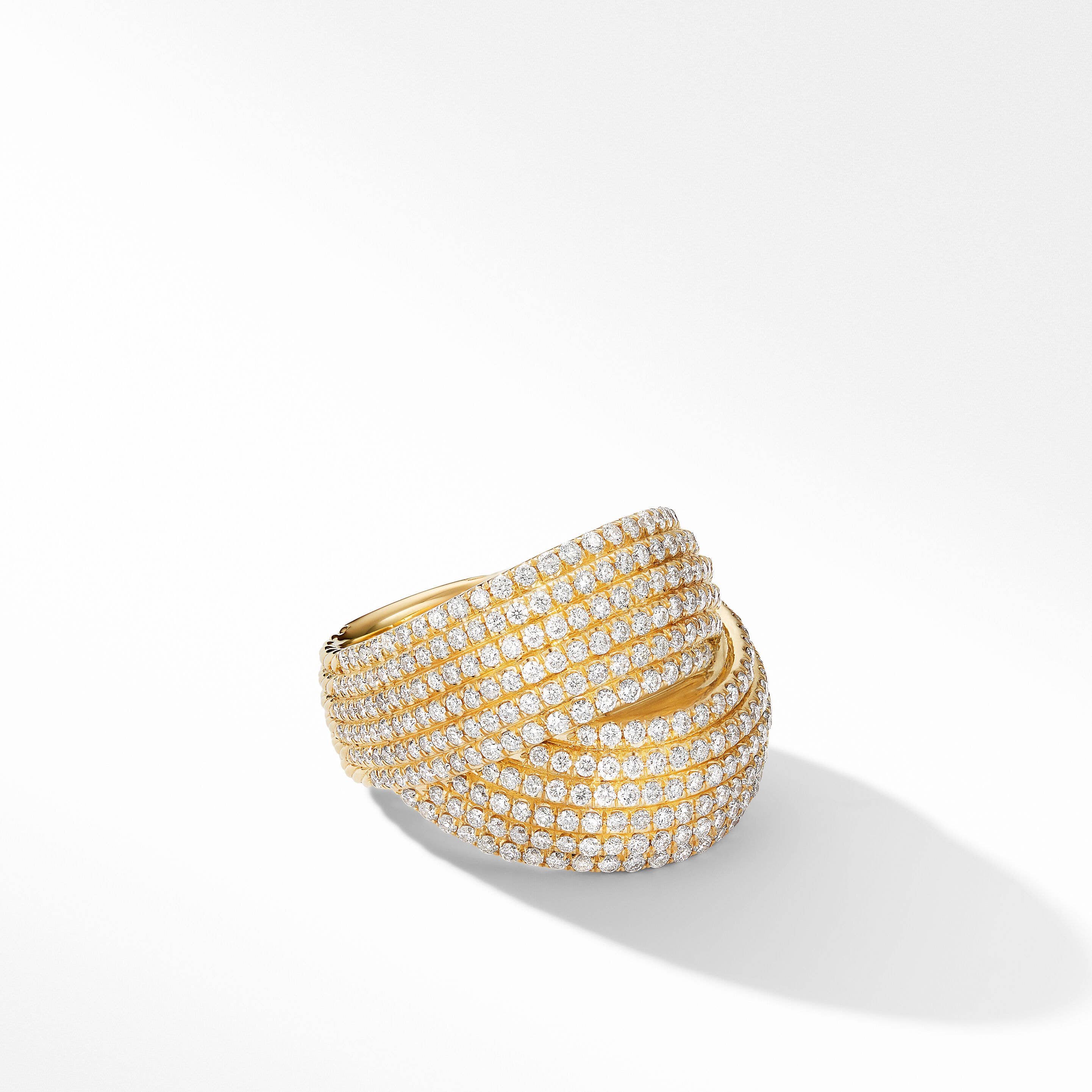 DY Origami Ring in 18K Yellow Gold with Full Pavé Diamonds