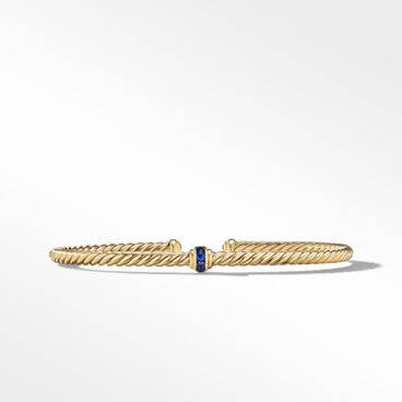 Classic Cablespira® Center Station Bracelet in 18K Yellow Gold with Pavé Blue Sapphires