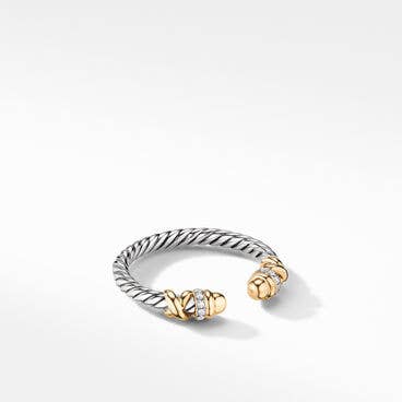 Petite Helena Color Ring with 18K Yellow Gold Domes and Pavé Diamonds