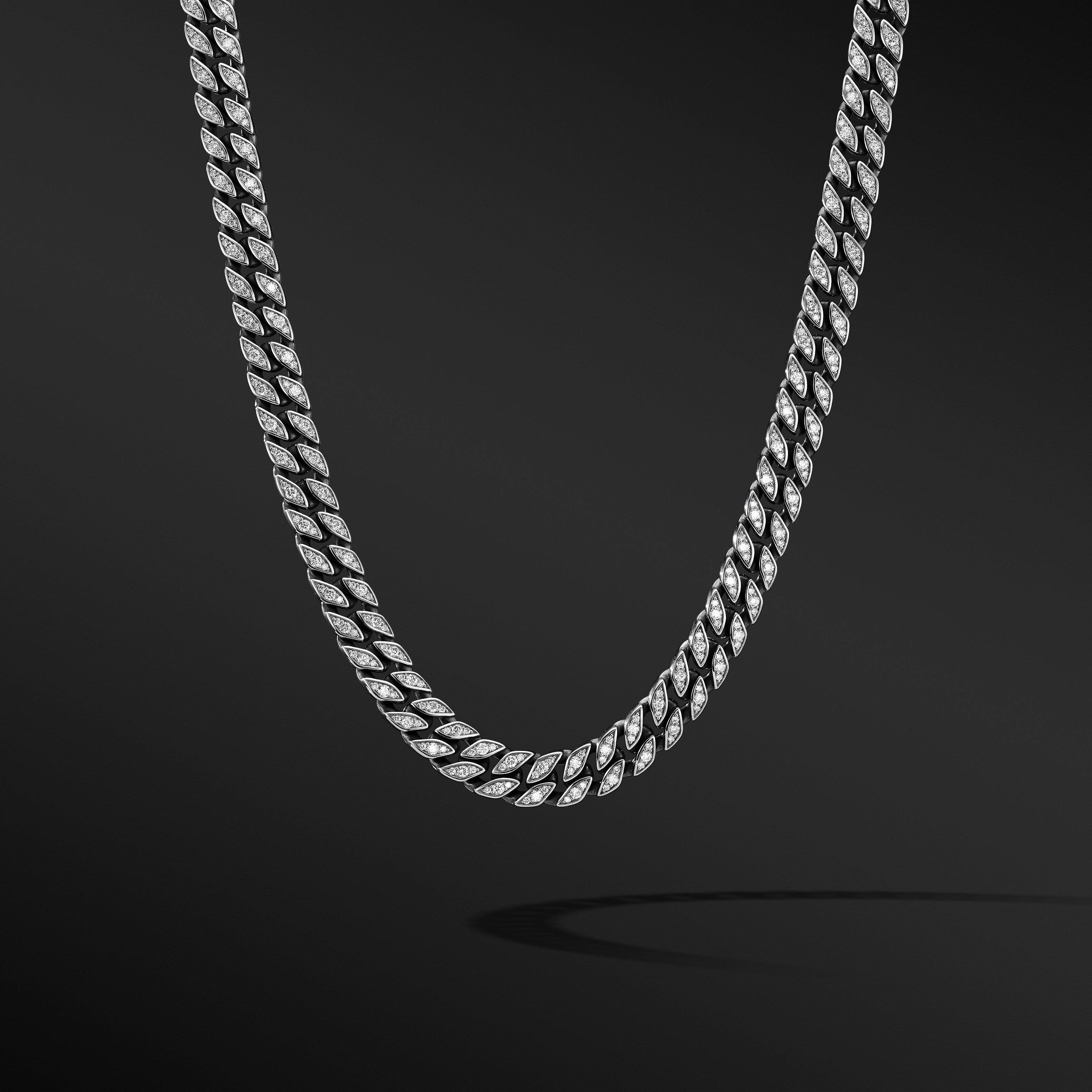Curb Chain Necklace with Pavé Diamonds