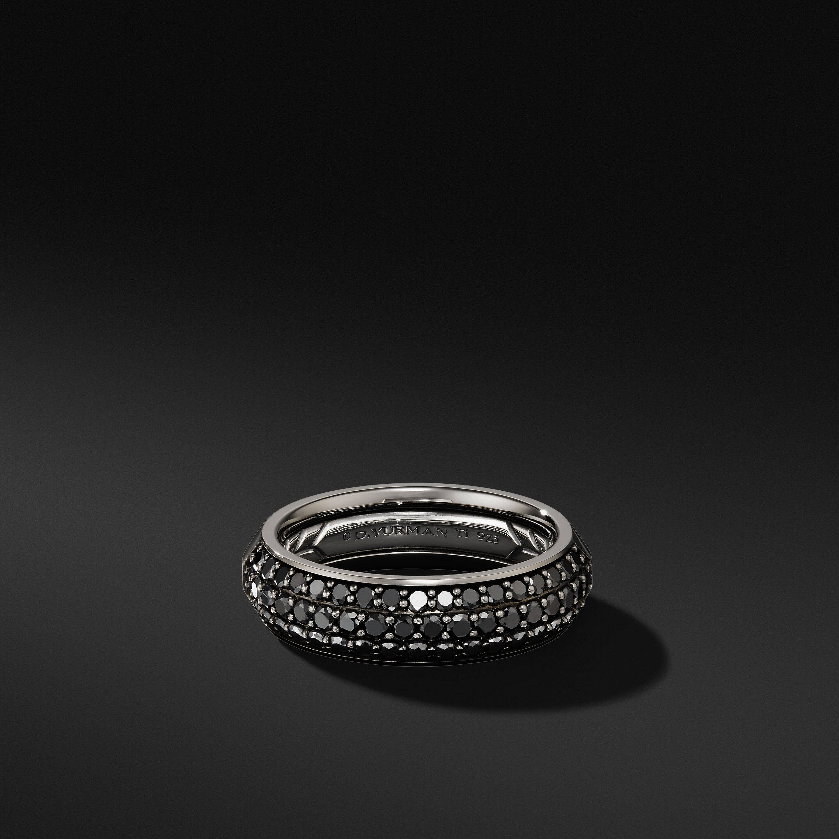 Beveled Band Ring with Grey Titanium and Half Pavé Black Diamonds