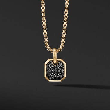 Roman Amulet in 18K Yellow Gold with Pavé Black Diamonds