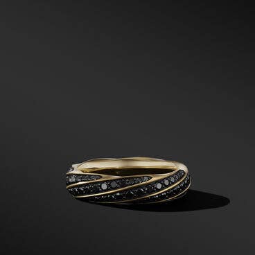Cable Edge® Band Ring in 18K Yellow Gold with Pavé Black Diamonds