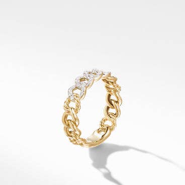 Belmont® Curb Link Band Ring in 18K Yellow Gold with Pavé Diamonds
