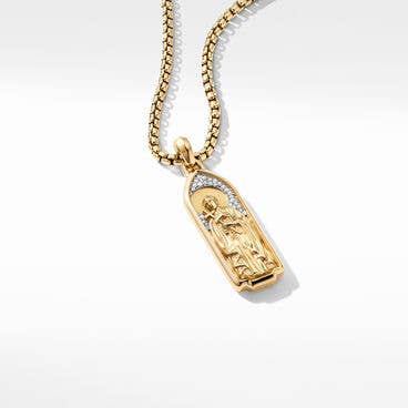 St. Gerard Amulet in 18K Yellow Gold with Pavé Diamonds