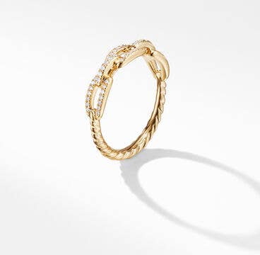 Stax Chain Link Ring in 18K Yellow Gold with Pavé Diamonds