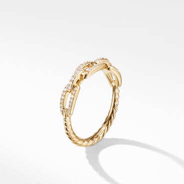 Stax Chain Link Ring in 18K Yellow Gold with Diamonds, 4.5mm