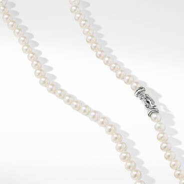 Pearl Strand Necklace with Pavé Diamonds