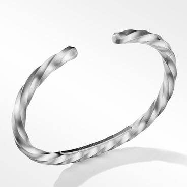 Cable Edge Cuff Bracelet in Recycled Sterling Silver, 5.5mm