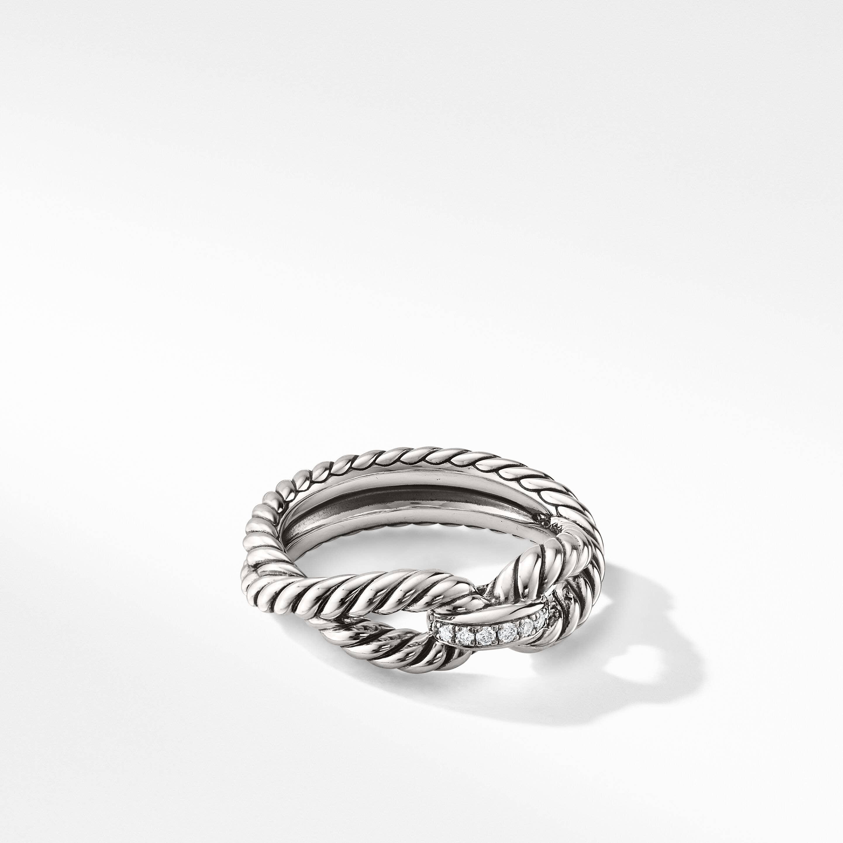 Cable Loop Band Ring with Pavé Diamonds