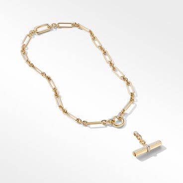 Lexington E/W Chain Necklace in 18K Yellow Gold with Pavé Diamonds