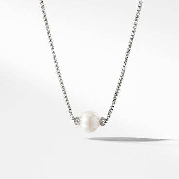 Solari Pendant Necklace with Pearl and Pavé Diamonds