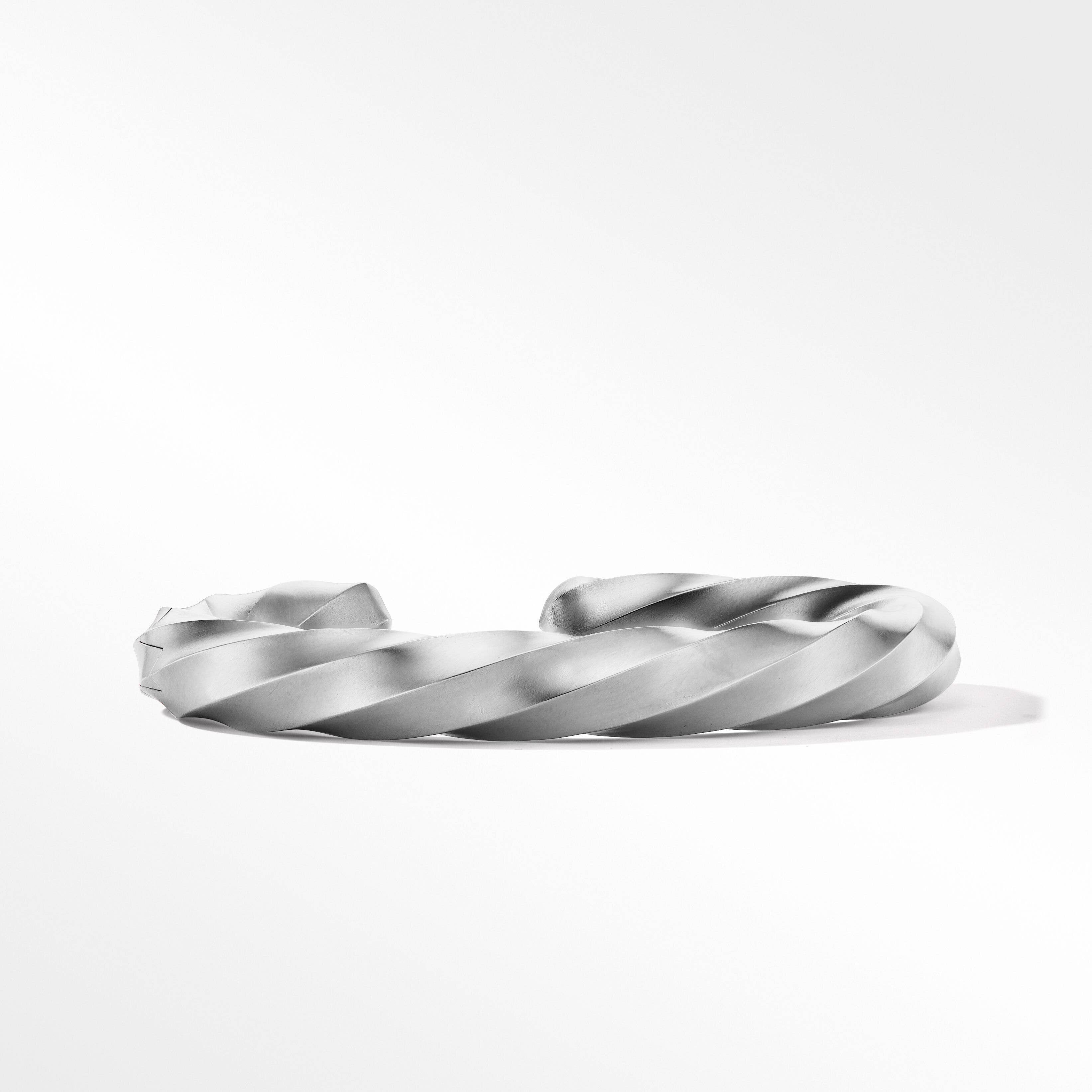 Cable Edge Cuff Bracelet in Recycled Sterling Silver, 9mm